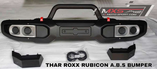 MXS4269 Rubicon Style Bumper Mahindra Thar ROXX With Upper Metal Guard & Dual Fog Lamp Chambers ABS