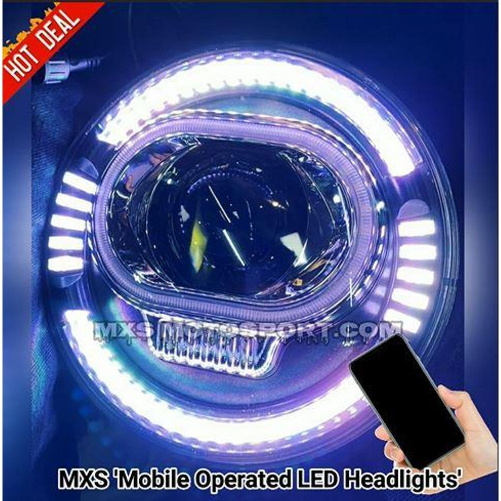 MXS3197 Mobile Operated TechHardy LED Projector Headlights Mahindra Thar Jeep Wrangler