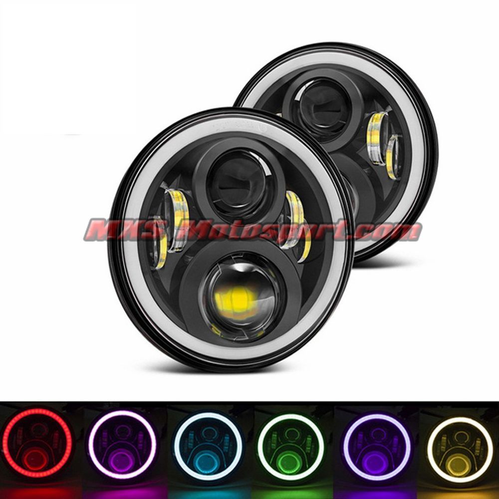 MXSHL502 Projector Headlights Halo Ring DRL Bluetooth App Control For Thar Jeep Wrangler