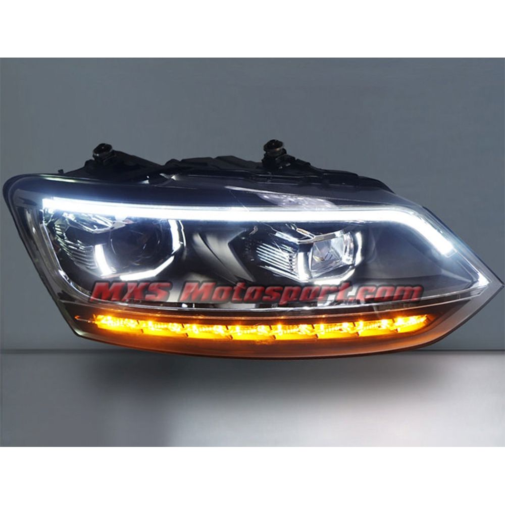 MXSHL702 Volkswagen Polo Led Daytime Quad Projector Headlights with Matrix Turn Signal Mode