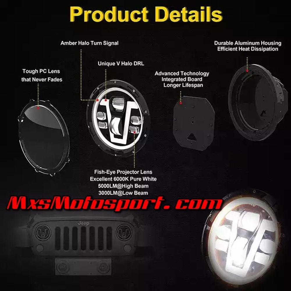 MXSHL752 Daymaker Cree LED Projector Headlights Mahindra Thar Jeep Wrangler